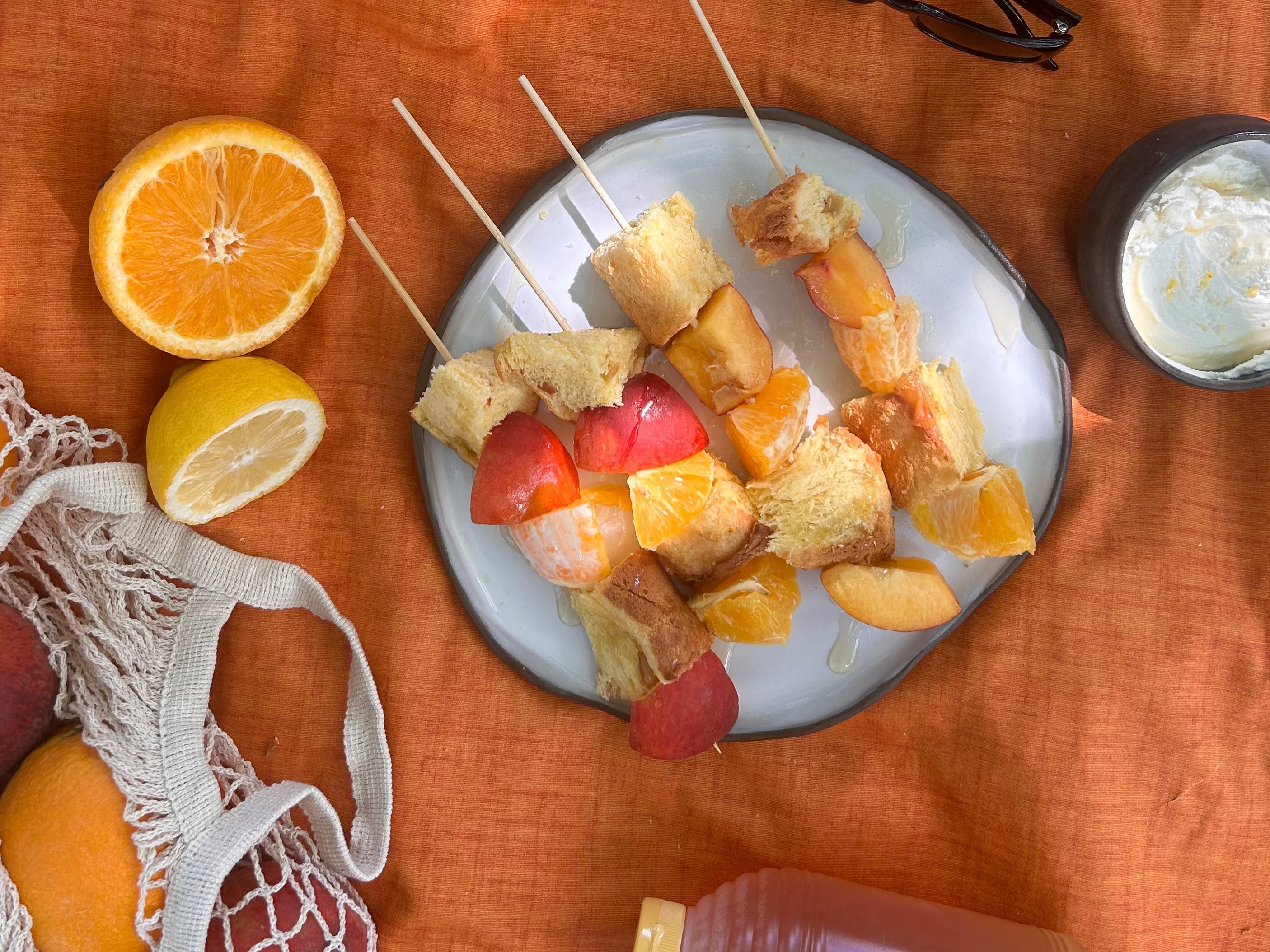 Brochettes rafraîchissantes au panettone agrumes, gingembre et safran du Québec