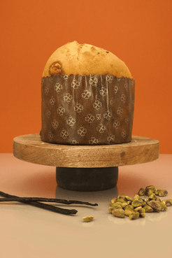 Panettone Le Pistache entier avec pistaches et gousses de vanille